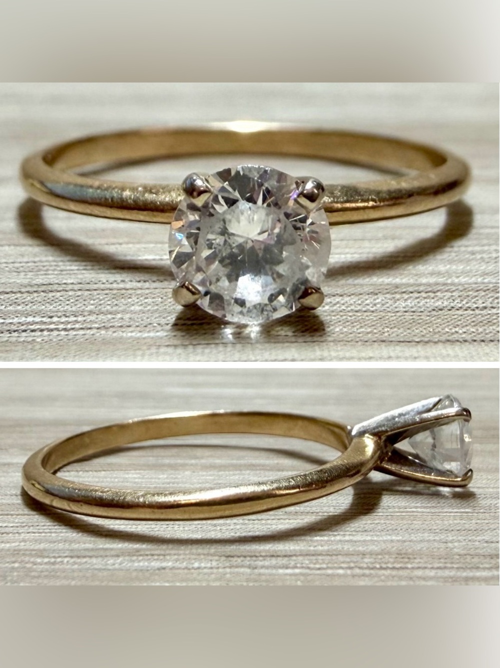 Vintage Classic Designer 14KP Round Brilliant Solitaire Ring, Size 6.25, 1.52g